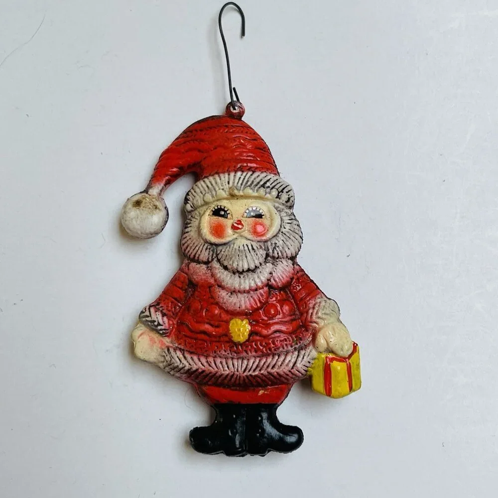 Vintage‎ Santa Blow Mold Ornament Christmas Made Hong Kong Hanging